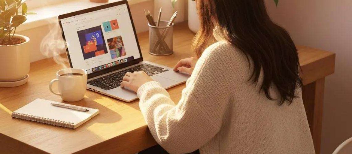 Cozy workspace with a laptop displaying a government tax account interface, emphasizing personal finance management